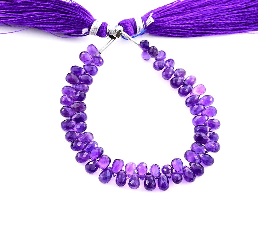 Amethyst 3X5mm Faceted Tear Drops (Calibrated) gemstone bead strand