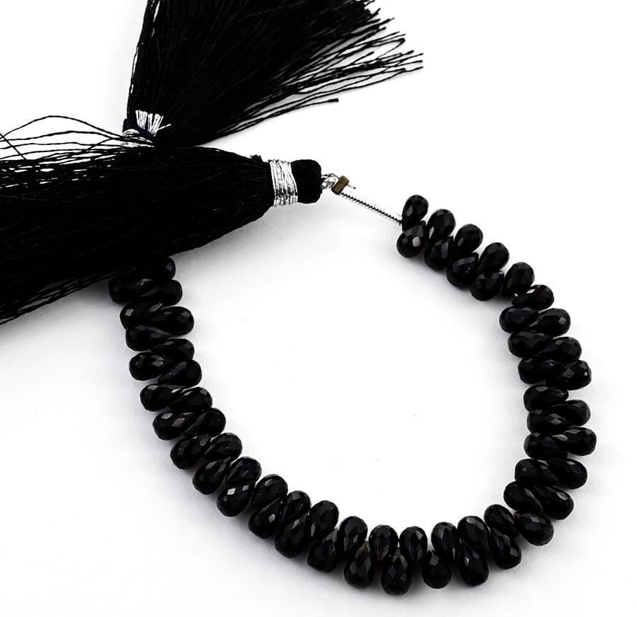 Black Spinal 3X5mm Faceted Tear Drops (Calibrated) gemstone bead strand
