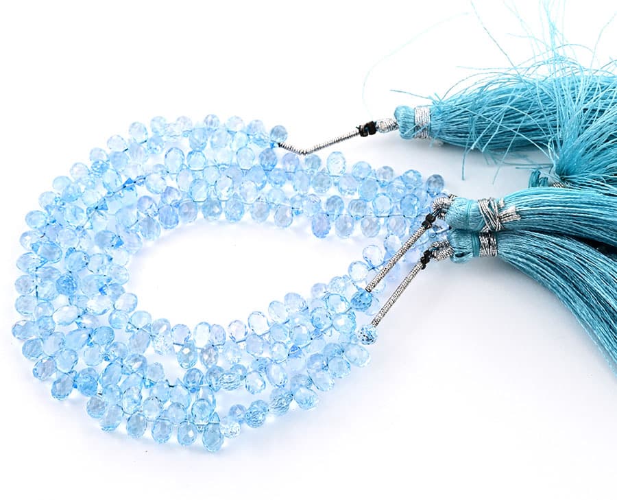 Blue Topaz 3X5mm Faceted Tear Drops (Calibrated) gemstone bead strand