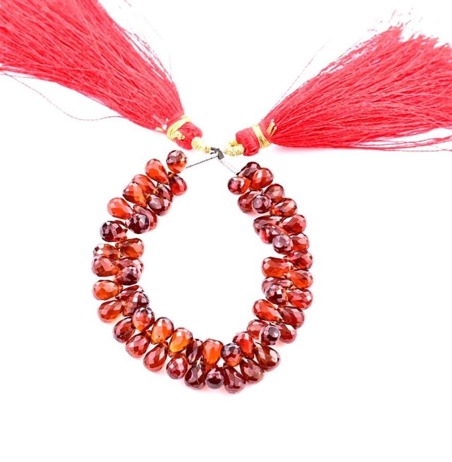 Hessonite Garnet 3X5mm Faceted Tear Drops (Calibrated) gemstone bead strand