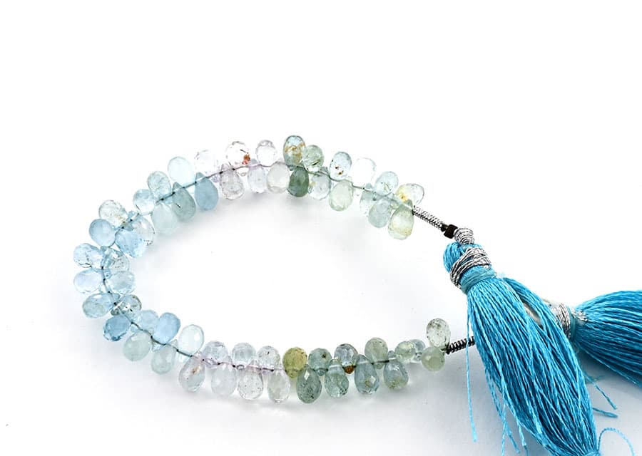 Multi Aquamarine 3X5mm Faceted Tear Drops (Calibrated) gemstone bead strand