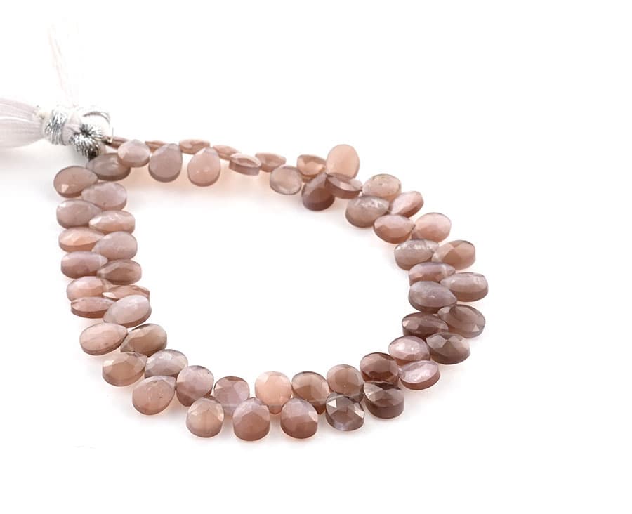 Chocolate Moonstone 5X7mm Faceted Pear(Calibrated) gemstone bead strand