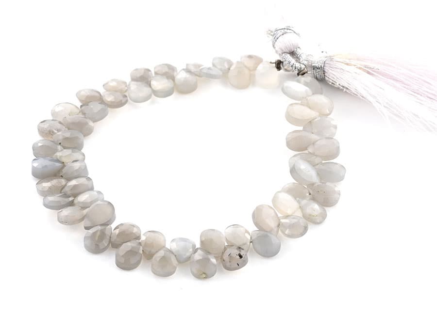 Gray Moonstone 5X7mm Faceted Pear(Calibrated) gemstone bead strand