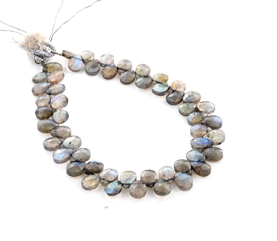Labradorite 5X7mm Faceted Pear(Calibrated) gemstone bead strand