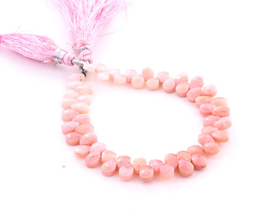 Pink Opal 5X7mm Faceted Pear(Calibrated) gemstone bead strand