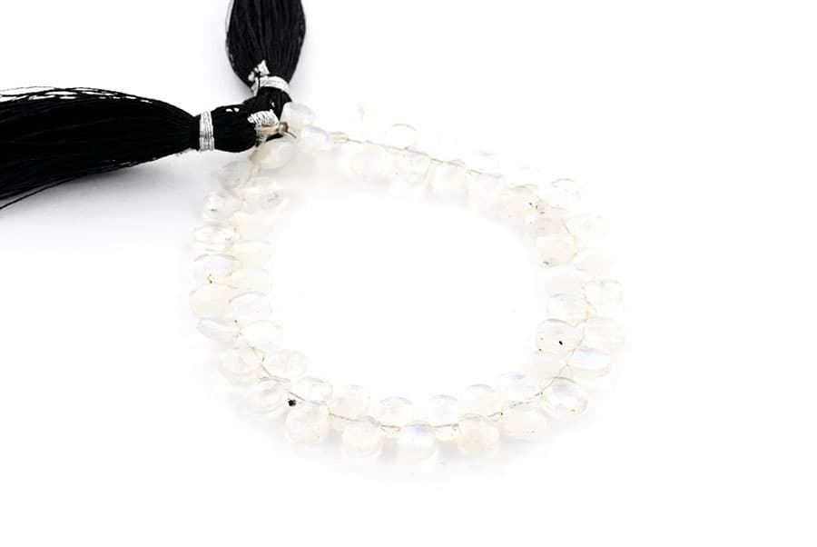 Rainbow Moonstone 5X7mm Faceted Pear(Calibrated) gemstone bead strand