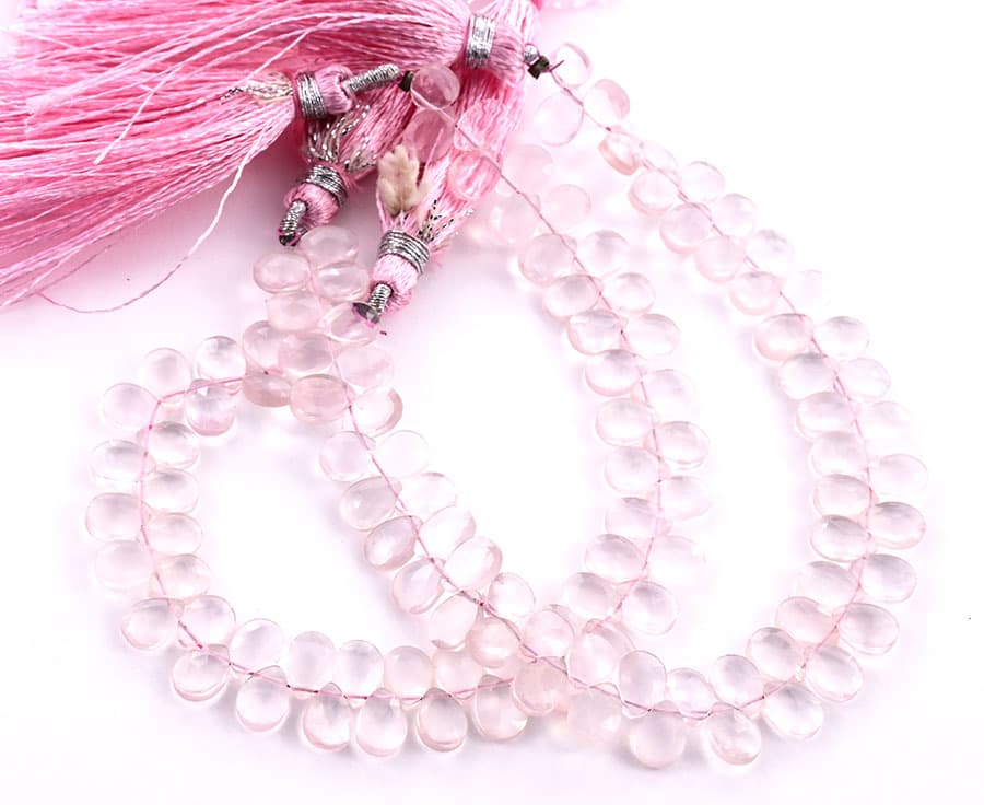 Rose Quartz 5X7mm Faceted Pear(Calibrated) gemstone bead strand