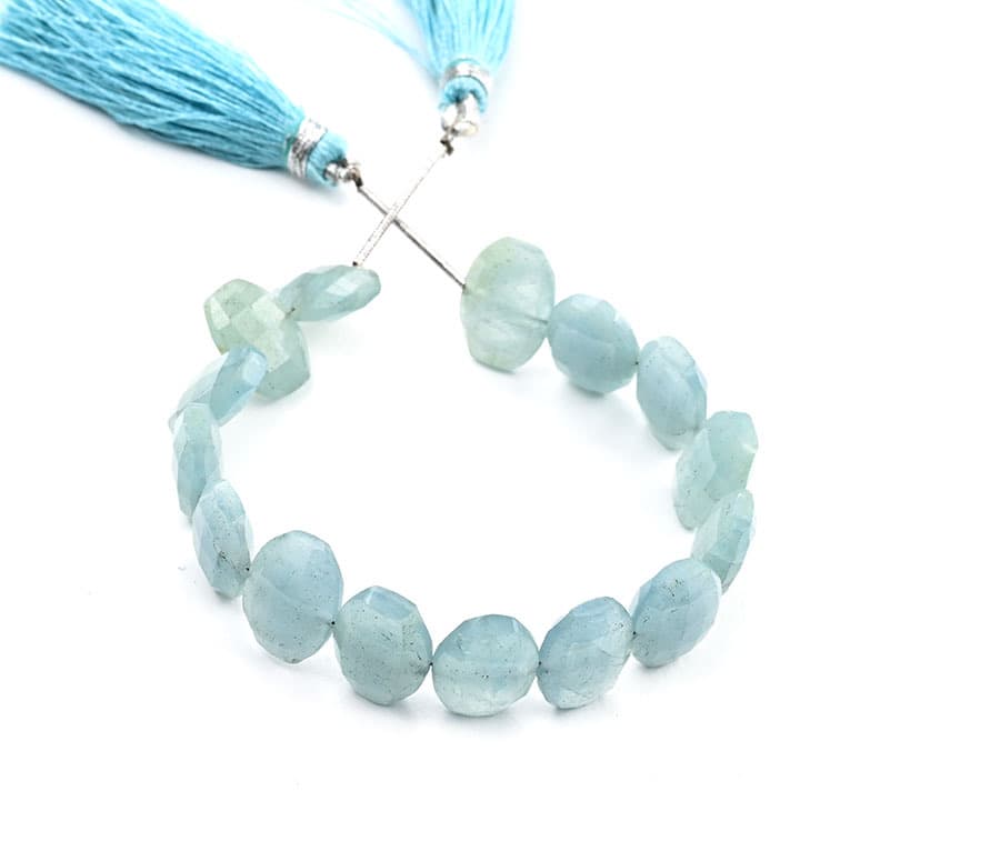 Milky Aquamarine 10X13mm Faceted Oval Faceted (Center Drill)