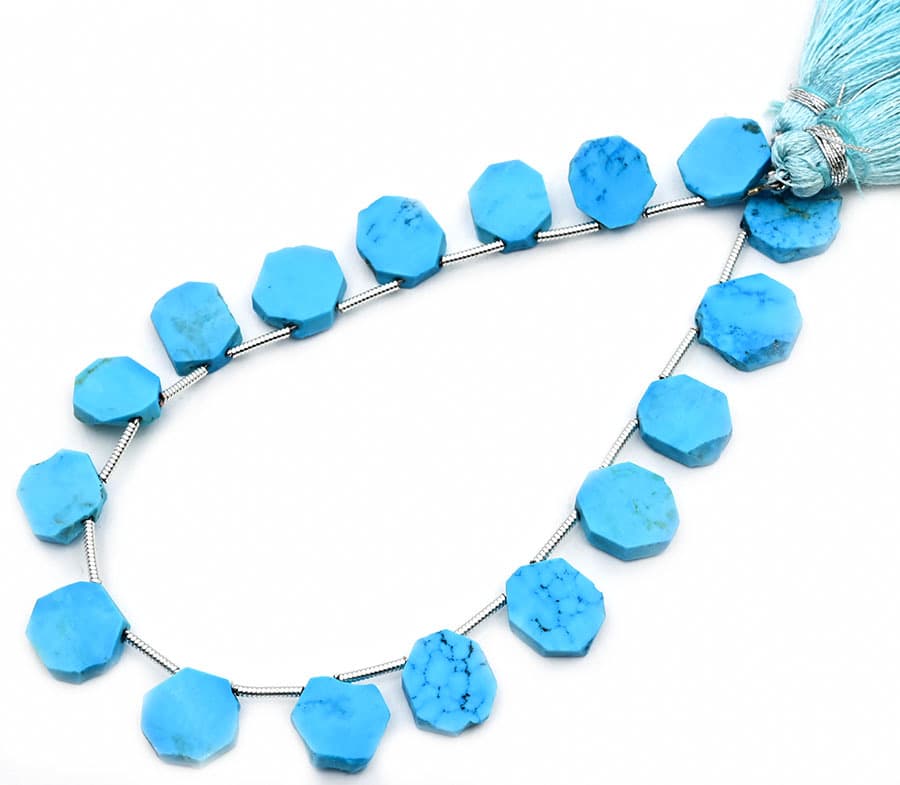 Howlite 7x9mm Organic Cut Slice gemstone bead strand