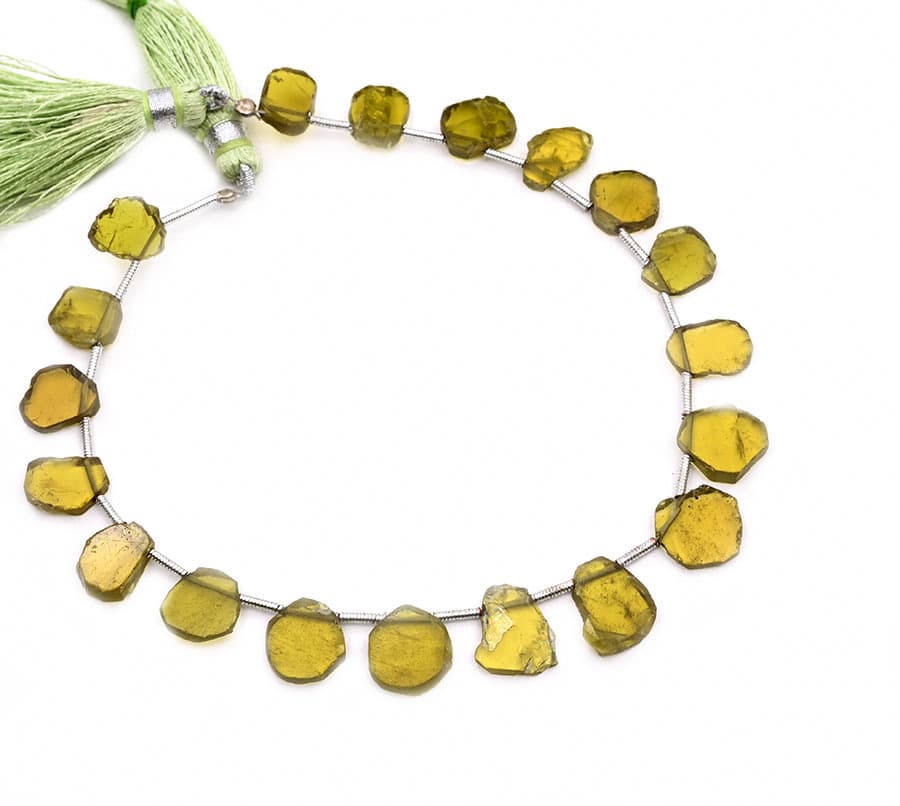 Vesuvianite 7x9mm Organic Cut Slice gemstone bead strand