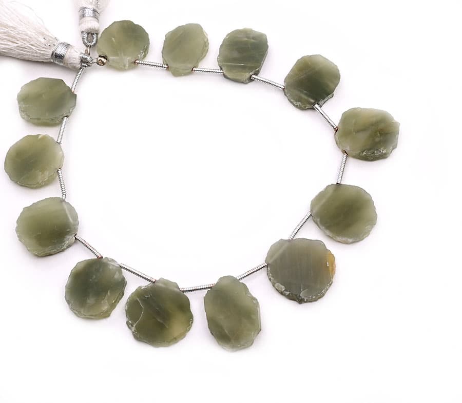 Cat’s Eye 10x14mm Organic Cut Slice gemstone bead strand