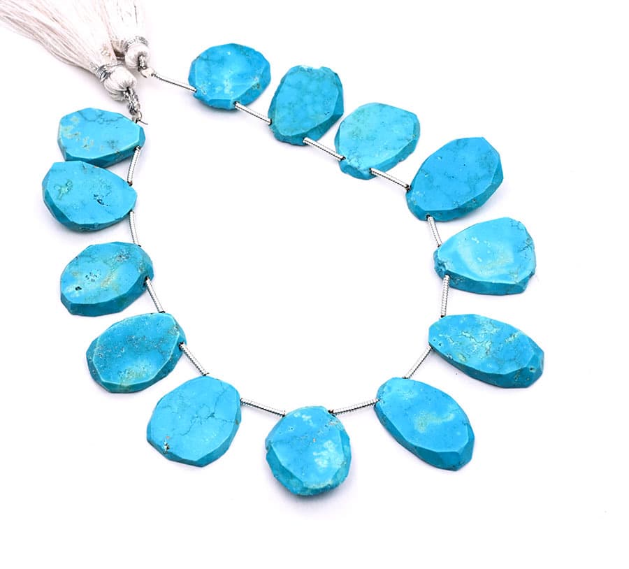 Natural Turquoise 10-18mm Organic Cut Slice gemstone bead strand