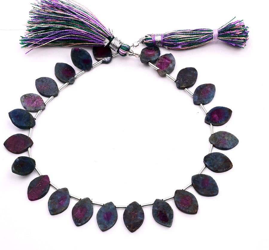 Ruby Ziosite 6mm Organic Cut Slice gemstone bead strand