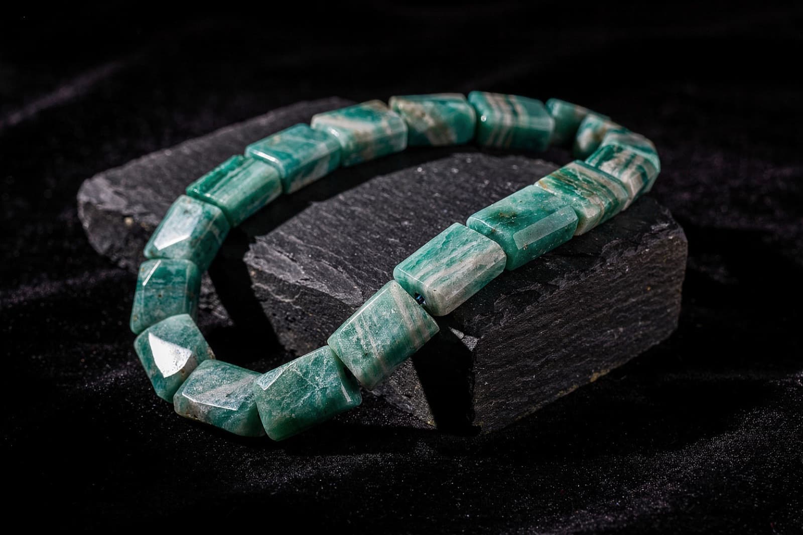 Amazonite beads, styled illustration