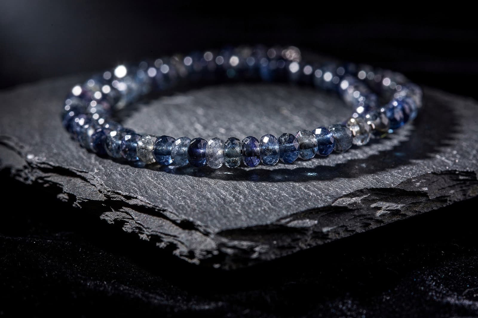 Sapphire beads, styled illustration