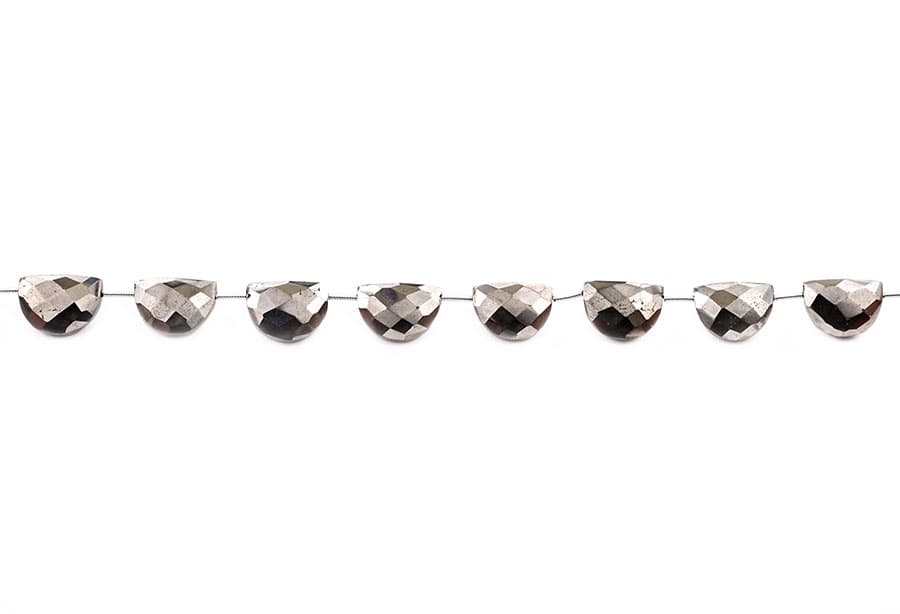 Black Onyx 11x15mm Faceted Half Moon (D shape), additional view