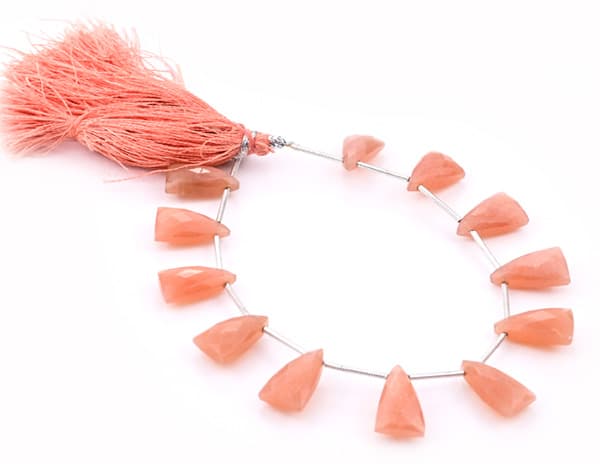 Peach Moonstone 9x15mm Faceted Pyramid, additional view