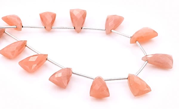 Peach Moonstone 9x15mm Faceted Pyramid, additional view