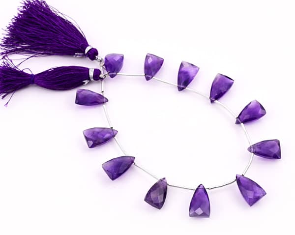 Amethyst 9x15mm Faceted Pyramid, additional view