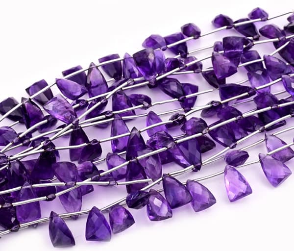 Amethyst 9x15mm Faceted Pyramid, additional view