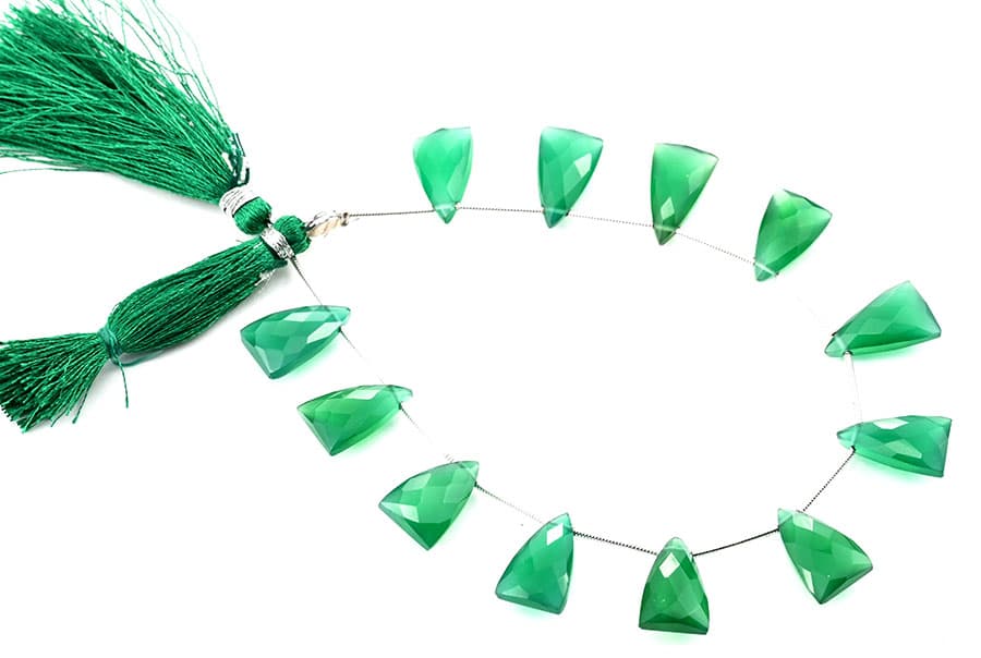 Green Onyx 9x15mm Faceted Pyramid, additional view