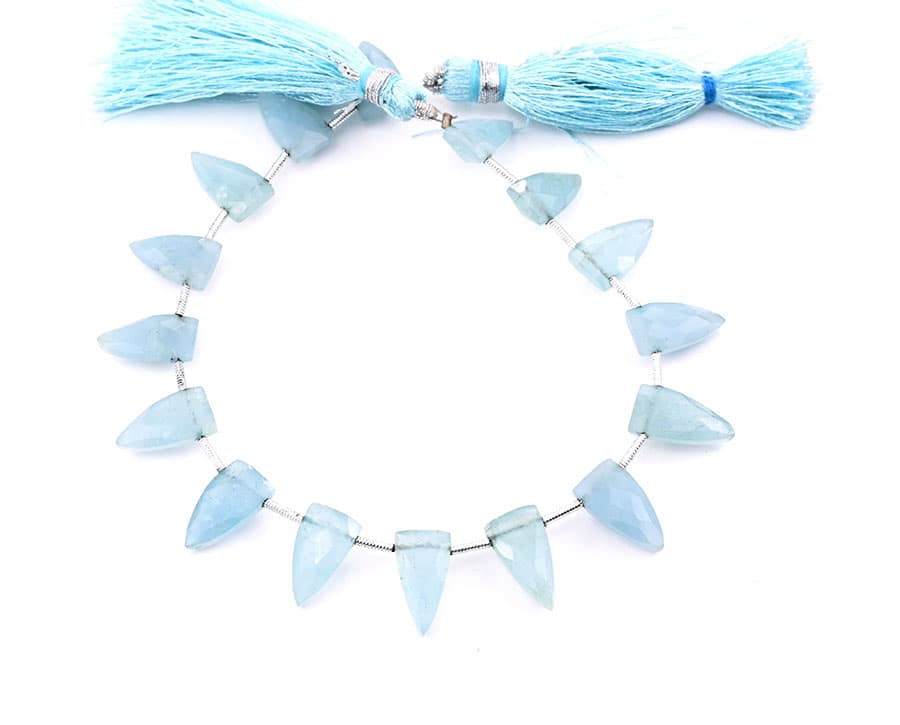 Milky Aquamarine 7x13mm Faceted Arrowhead, additional view