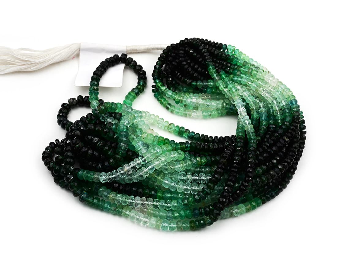 Natural Emerald Shaded 4-5mm Faceted Rondelle, additional view