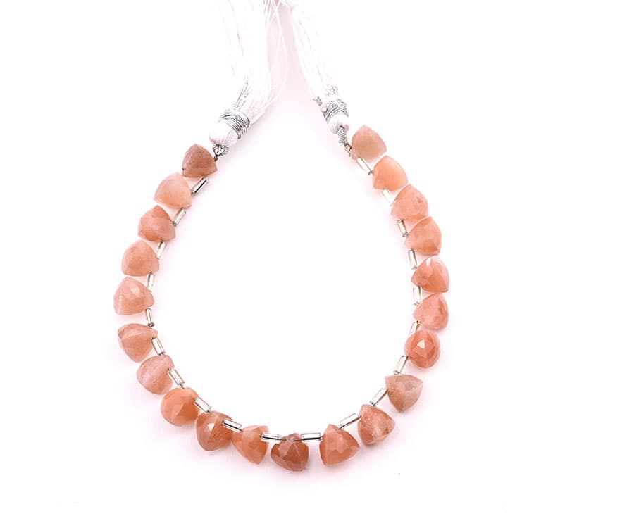 Peach Moonstone 9x10mm Faceted Trilliant, additional view