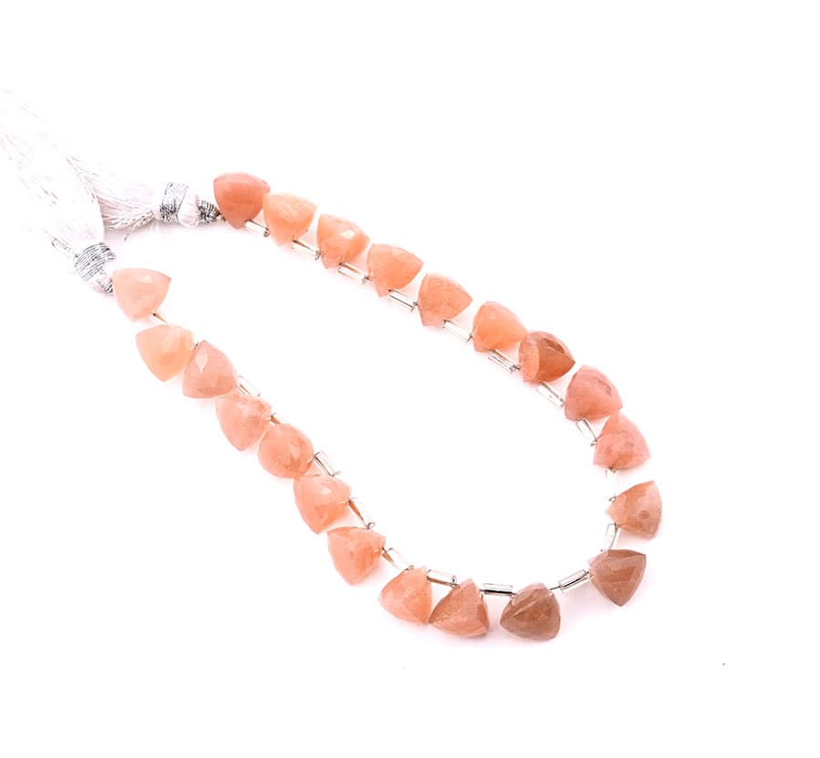 Peach Moonstone 9x10mm Faceted Trilliant, additional view