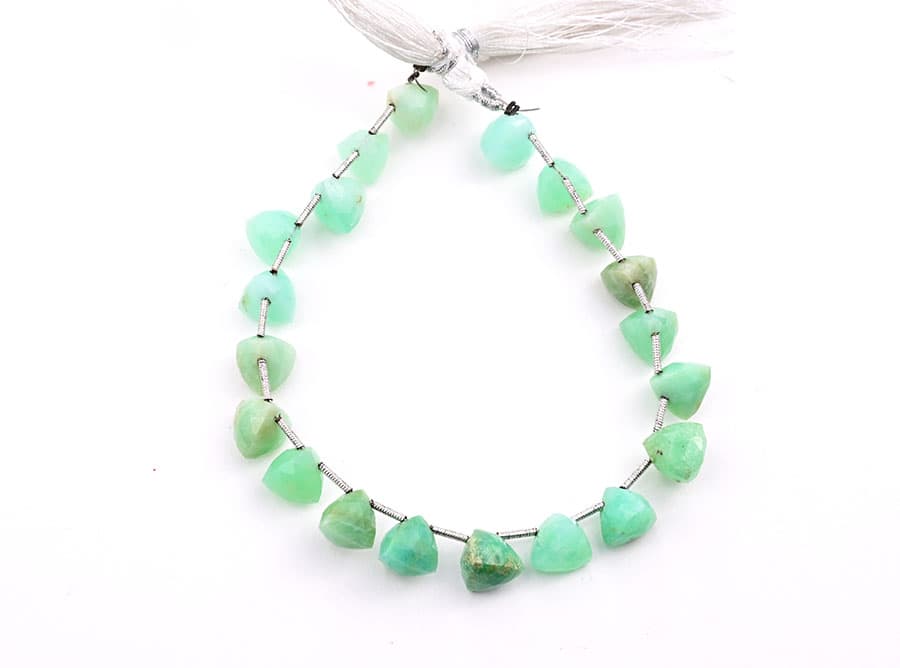 Chrysoprase 9x10mm Faceted Trilliant, additional view