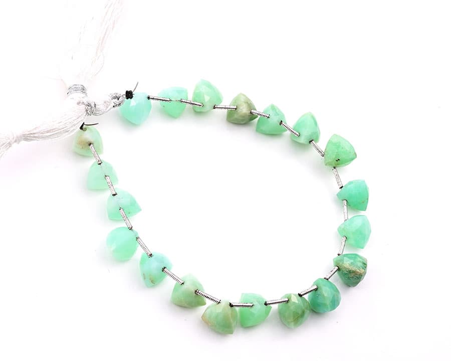 Chrysoprase 9x10mm Faceted Trilliant, additional view