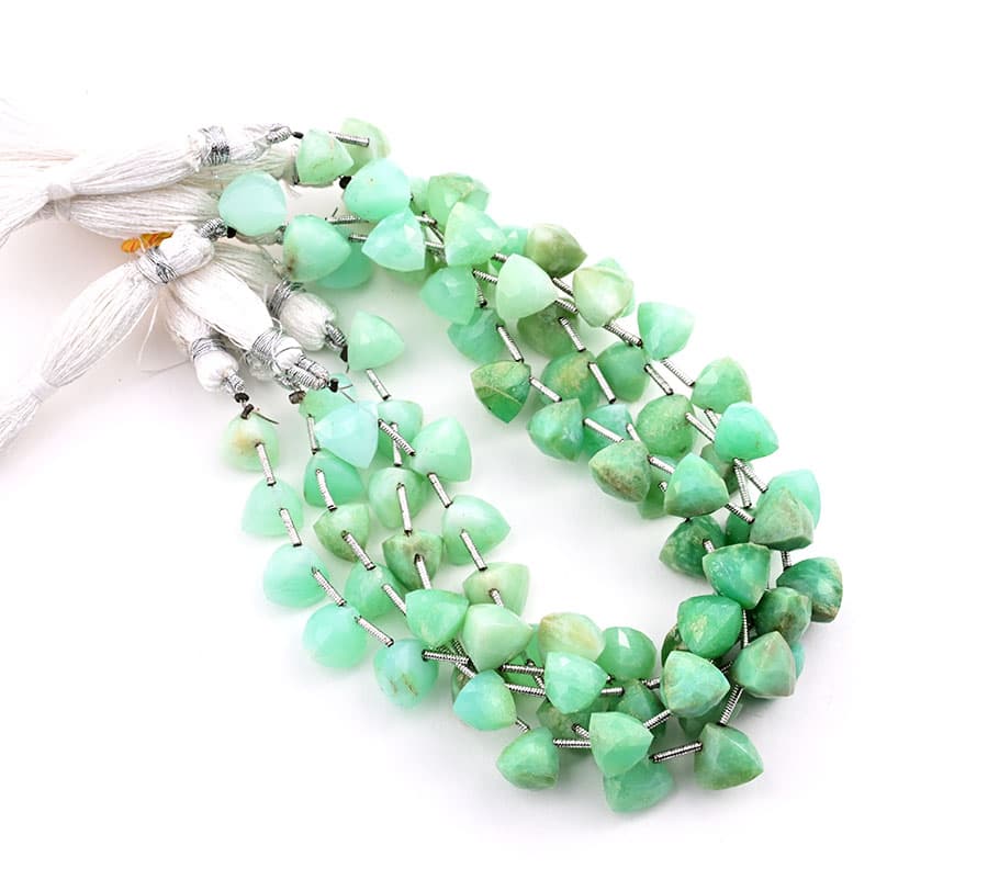 Chrysoprase 9x10mm Faceted Trilliant, additional view