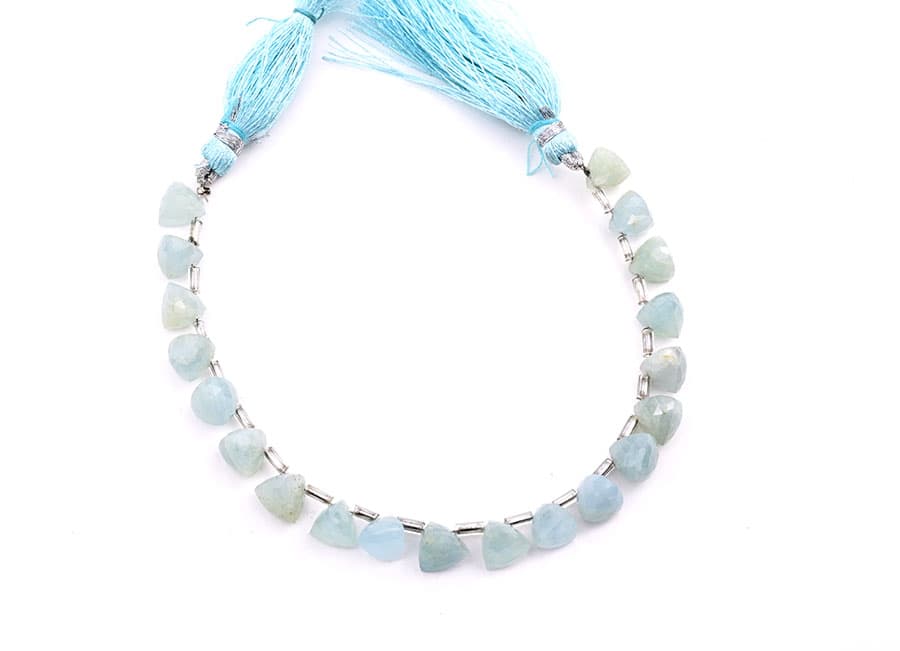 Milky Aquamarine 7x8mm Faceted Trilliant, additional view