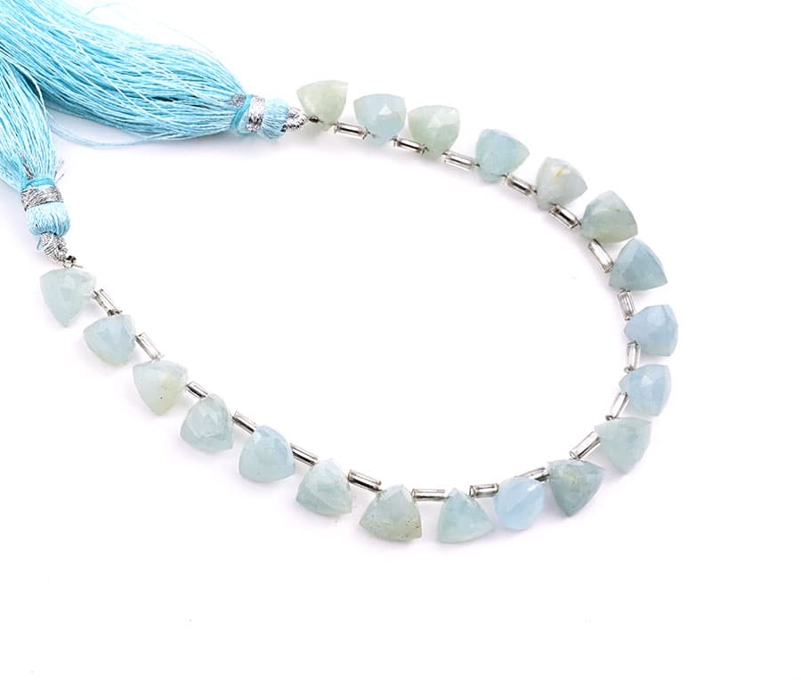 Milky Aquamarine 7x8mm Faceted Trilliant, additional view