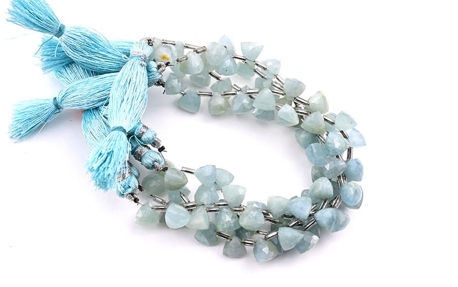 Milky Aquamarine 7x8mm Faceted Trilliant, additional view