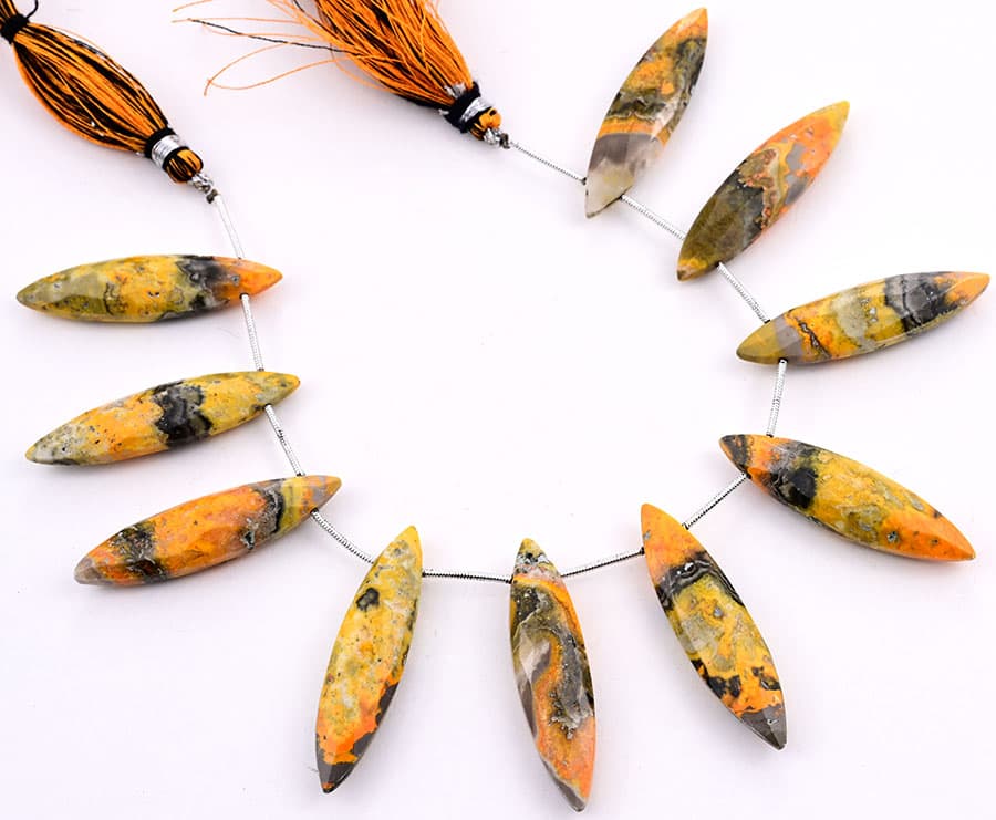 Bumble Bee Jasper 11x40mm Faceted Marquise, additional view