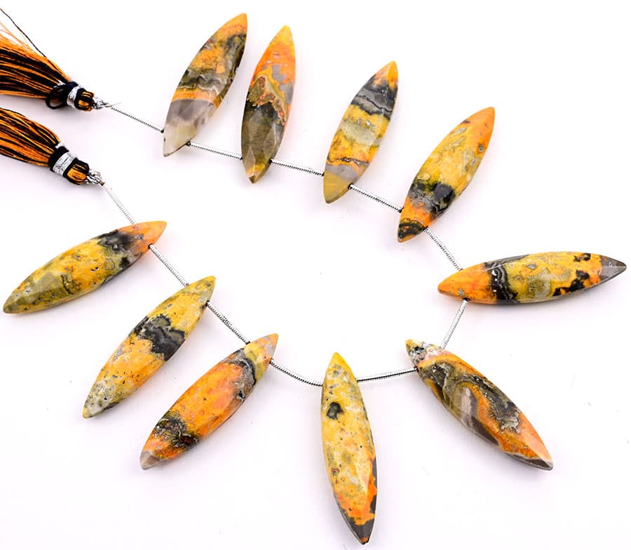 Bumble Bee Jasper 11x40mm Faceted Marquise, additional view