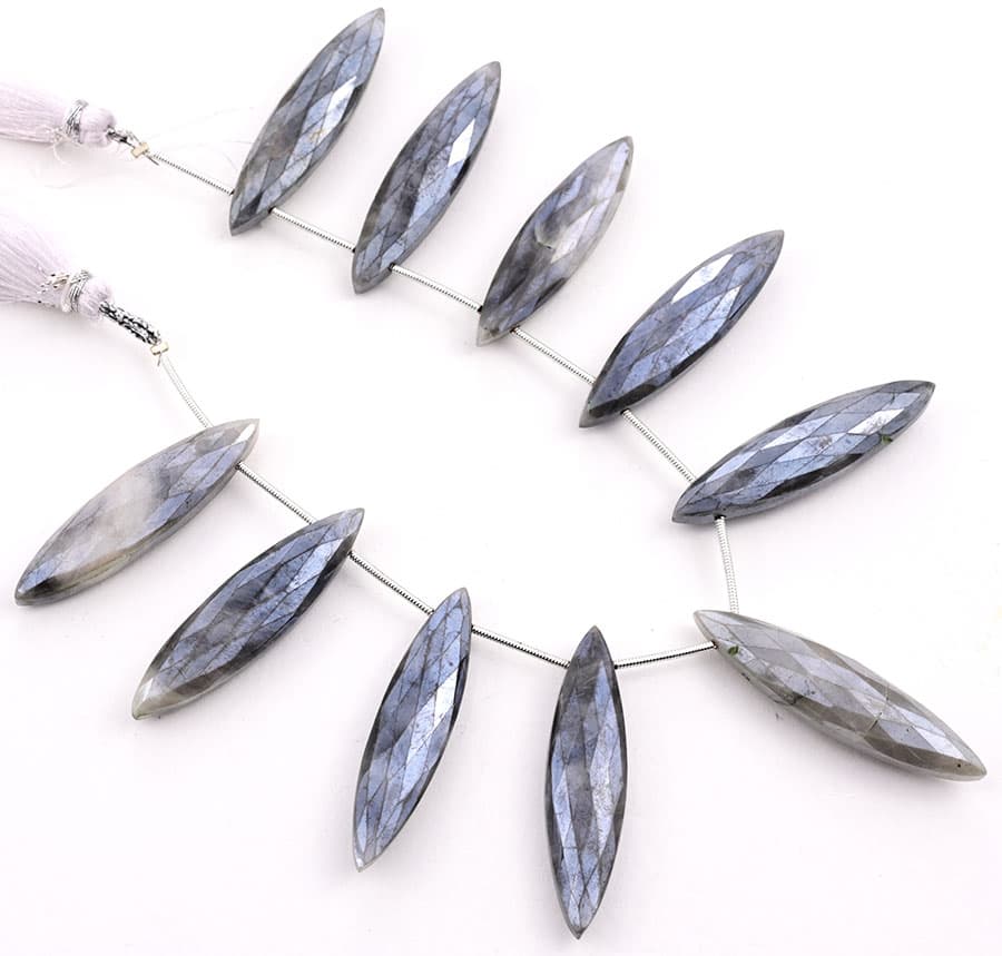 Gray Silverite 11x40mm Faceted Marquise, additional view