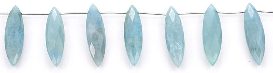 Milky Aquamarine 11x40mm Faceted Marquise, additional view