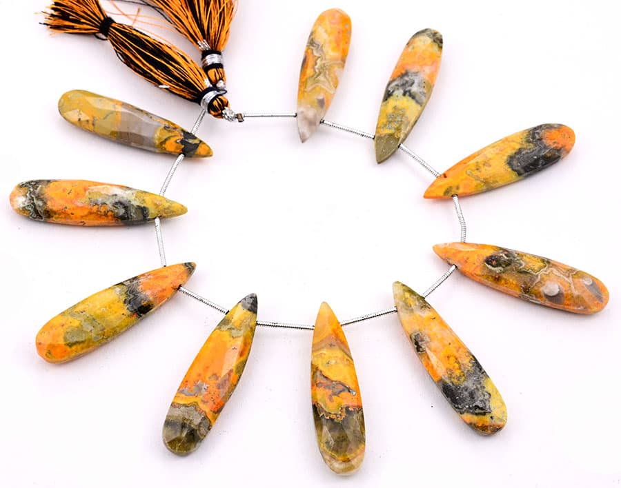 Bumble Bee Jasper 10x40mm Faceted Pear, additional view