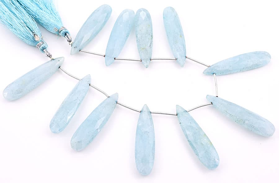 Milky Aquamarine 10x40mm Faceted Pear, additional view