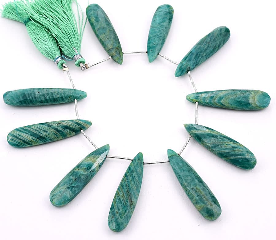 Russian Amazonite 10x40mm Faceted Pear, additional view