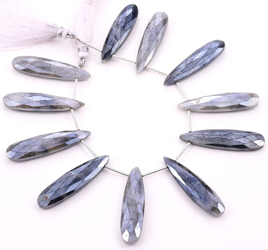 Gray Silverite 10x40mm Faceted Pear, additional view