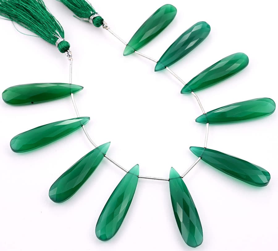 Green Onyx 10x40mm Faceted Pear, additional view