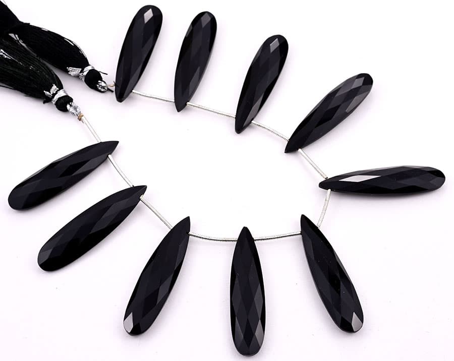 Black Onyx 10x40mm Faceted Pear, additional view
