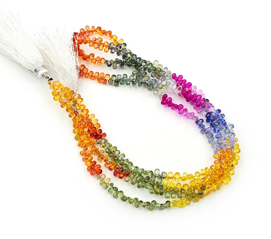 Natural Multi Saphire 2X4mm Faceted Tear Drop, additional view