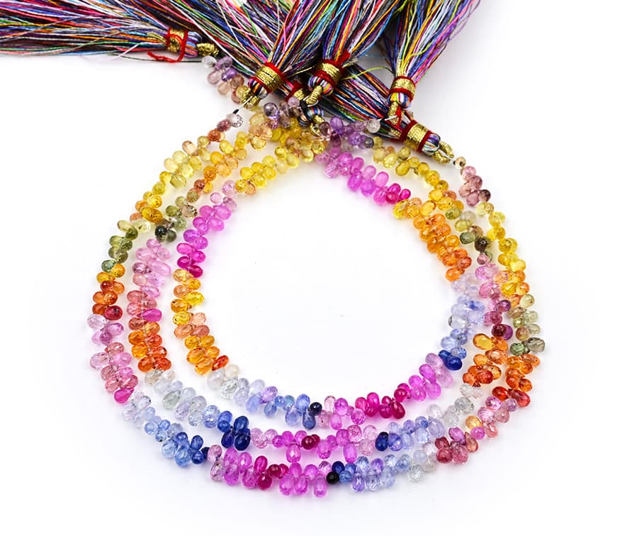 Natural Multi Saphire 2X4mm Faceted Tear Drop, additional view