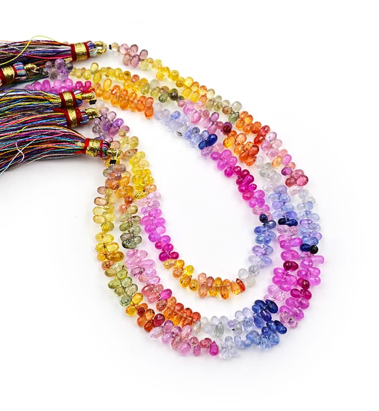 Natural Multi Saphire 2X4mm Faceted Tear Drop, additional view