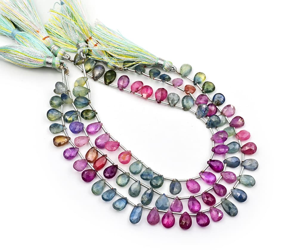Natural Multi Umba Sapphire 6x9mm Faceted Pear, additional view