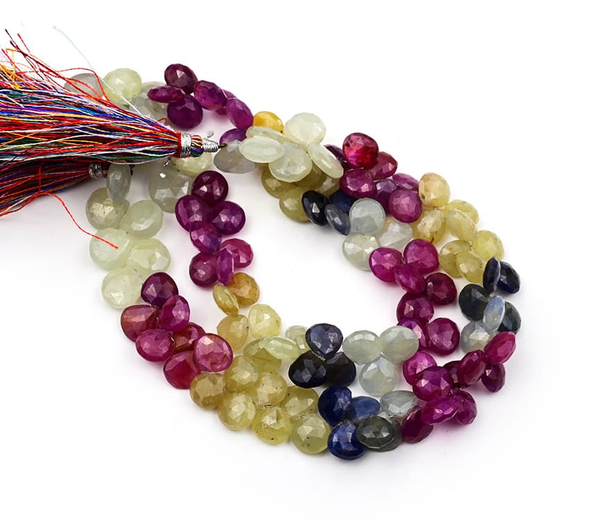 Natural Multi Umba Sapphire 8mm Faceted Heart, additional view
